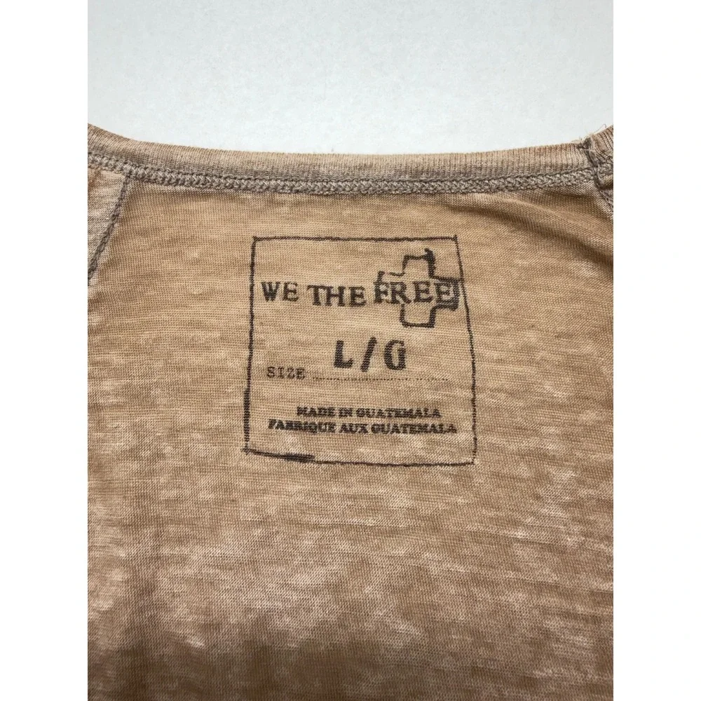 We The Free People Brown Burnout Oversized V-Neck T-Shirt L